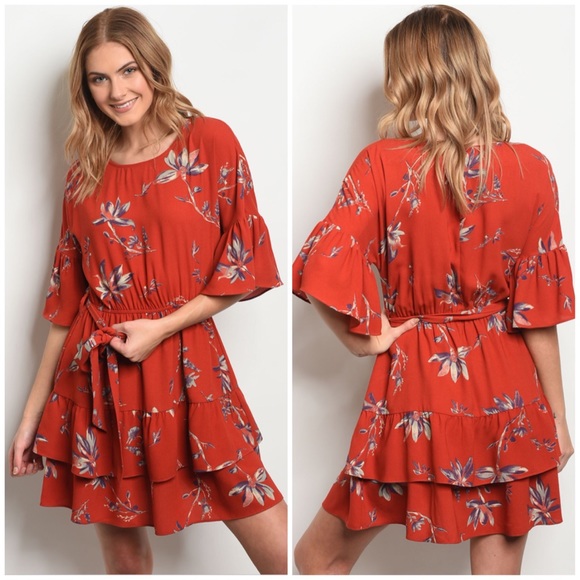 Dresses & Skirts - MIYA RUST EARTH FLORAL - DRESS